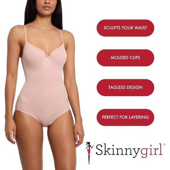 Women's Ondine Blush Seamless Shaping Control Bodysuit Built-In Bra Shapewear - Picture 4 of 5